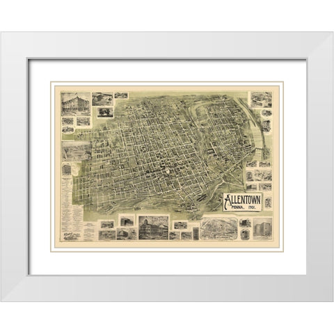 Allentown Pennsylvania -Alsop 1901 White Modern Wood Framed Art Print with Double Matting by Alsop