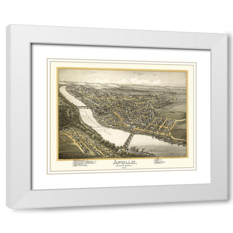 Apollo Pennsylvania - Moyer 1896 White Modern Wood Framed Art Print with Double Matting by Moyer