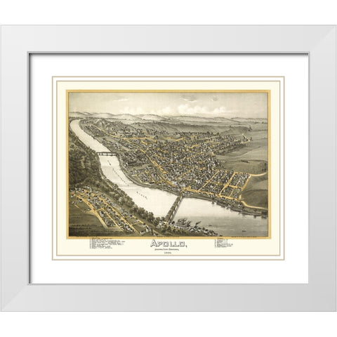 Apollo Pennsylvania - Moyer 1896 White Modern Wood Framed Art Print with Double Matting by Moyer