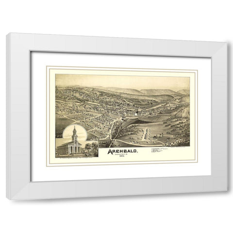 Archbald Pennsylvania - Moyer 1892 White Modern Wood Framed Art Print with Double Matting by Moyer