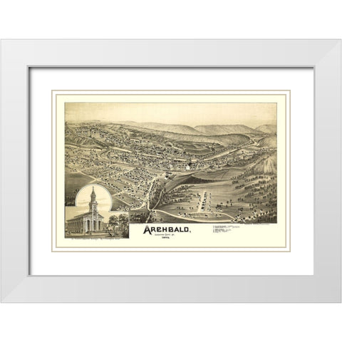 Archbald Pennsylvania - Moyer 1892 White Modern Wood Framed Art Print with Double Matting by Moyer