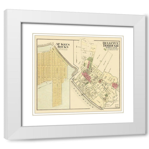 Bellevue, McKees Rock Pennsylvania Landowner White Modern Wood Framed Art Print with Double Matting by Hayes