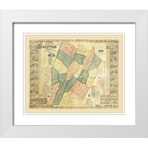 Bedford County Pennsylvania - Walker 1861 White Modern Wood Framed Art Print with Double Matting by Walker
