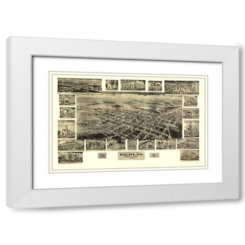 Berlin Pennsylvania - Fowler 1905 White Modern Wood Framed Art Print with Double Matting by Fowler