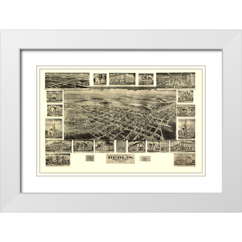 Berlin Pennsylvania - Fowler 1905 White Modern Wood Framed Art Print with Double Matting by Fowler