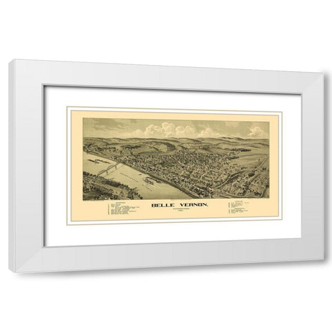 Belle Vernon Pennsylvania - Moyer 1902 White Modern Wood Framed Art Print with Double Matting by Moyer