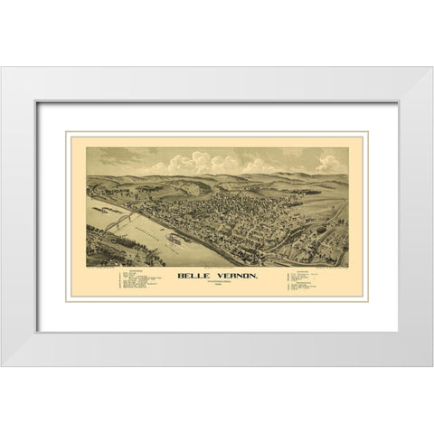 Belle Vernon Pennsylvania - Moyer 1902 White Modern Wood Framed Art Print with Double Matting by Moyer