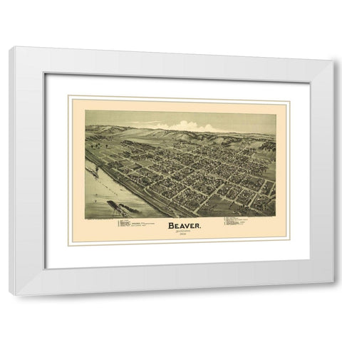Beaver Pennsylvania - Moyer 1900 White Modern Wood Framed Art Print with Double Matting by Moyer