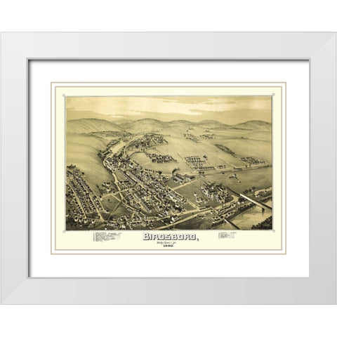 Birdsboro Pennsylvania - Downs 1890 White Modern Wood Framed Art Print with Double Matting by Downs