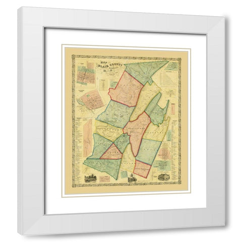Blair County Pennsylvania - Chestnut 1859 White Modern Wood Framed Art Print with Double Matting by Chestnut