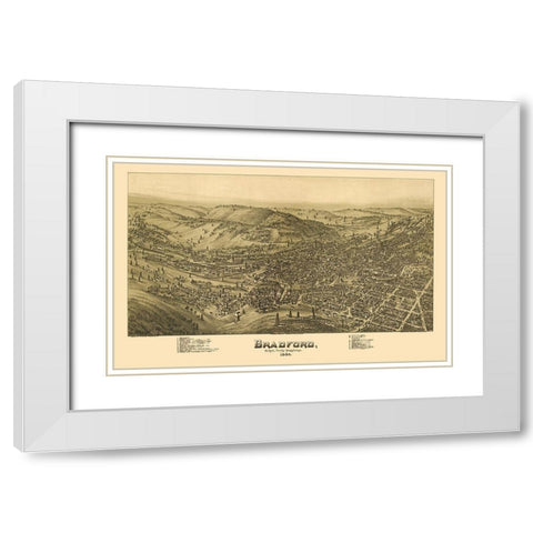 Bradford Pennsylvania - Moyer 1895 White Modern Wood Framed Art Print with Double Matting by Moyer