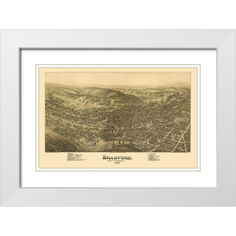 Bradford Pennsylvania - Moyer 1895 White Modern Wood Framed Art Print with Double Matting by Moyer