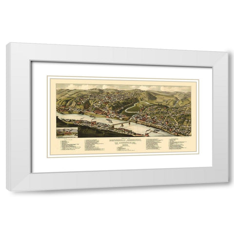 Brownsville Pennsylvania - Jones 1883 White Modern Wood Framed Art Print with Double Matting by Jones