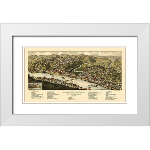 Brownsville Pennsylvania - Jones 1883 White Modern Wood Framed Art Print with Double Matting by Jones