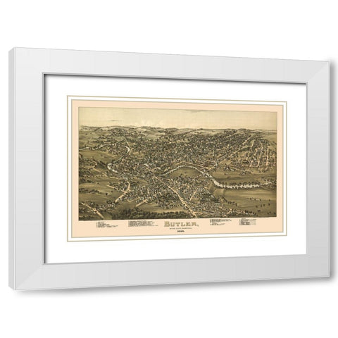 Butler Pennsylvania - Moyer 1896 White Modern Wood Framed Art Print with Double Matting by Moyer
