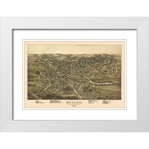 Butler Pennsylvania - Moyer 1896 White Modern Wood Framed Art Print with Double Matting by Moyer