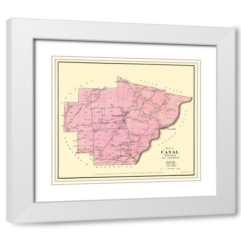 Canal Pennsylvania Landowner - Mayer 1865 White Modern Wood Framed Art Print with Double Matting by Mayer
