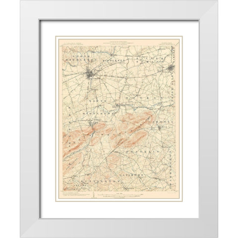 Carlisle Pennsylvania Quad - USGS 1904 White Modern Wood Framed Art Print with Double Matting by USGS