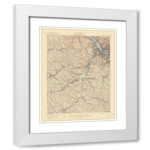 Carnegie Pennsylvania Quad - USGS 1906 White Modern Wood Framed Art Print with Double Matting by USGS