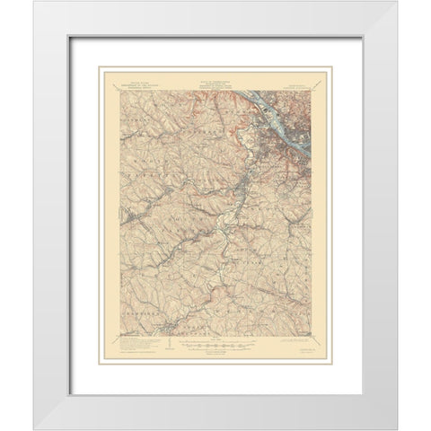 Carnegie Pennsylvania Quad - USGS 1906 White Modern Wood Framed Art Print with Double Matting by USGS