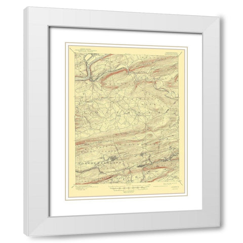 Catawissa Pennsylvania Quad - USGS 1894 White Modern Wood Framed Art Print with Double Matting by USGS