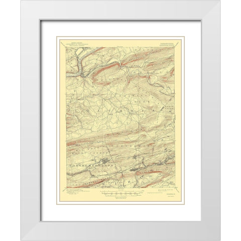 Catawissa Pennsylvania Quad - USGS 1894 White Modern Wood Framed Art Print with Double Matting by USGS