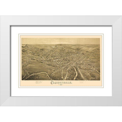 Carbondale Pennsylvania - Fowler 1890 White Modern Wood Framed Art Print with Double Matting by Fowler