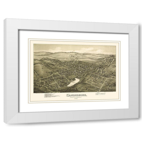 Canonsburg Pennsylvania - Fowler 1897 White Modern Wood Framed Art Print with Double Matting by Fowler