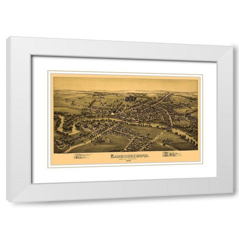 Cambridgeboro Pennsylvania - Fowler 1895 White Modern Wood Framed Art Print with Double Matting by Fowler