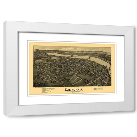 California Pennsylvania - Fowler 1902 White Modern Wood Framed Art Print with Double Matting by Fowler