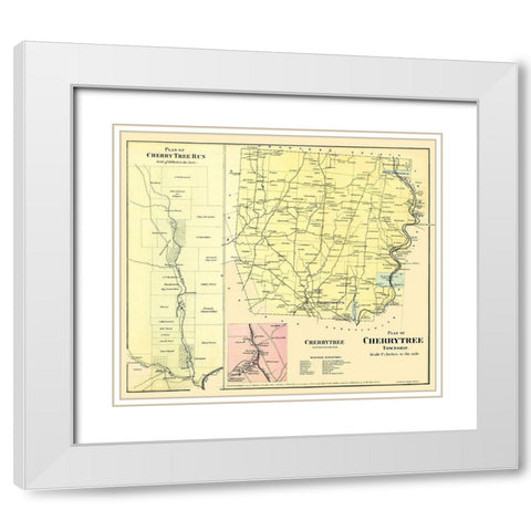 Cherry Tree Pennsylvania Landowner - Beers 1865 White Modern Wood Framed Art Print with Double Matting by Beers