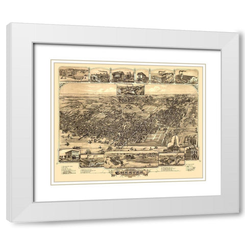 Chester Pennsylvania - Bailey 1885 White Modern Wood Framed Art Print with Double Matting by Bailey
