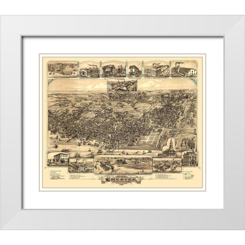 Chester Pennsylvania - Bailey 1885 White Modern Wood Framed Art Print with Double Matting by Bailey