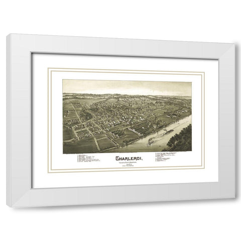 Charleroi Pennsylvania - Moyer 1897 White Modern Wood Framed Art Print with Double Matting by Moyer