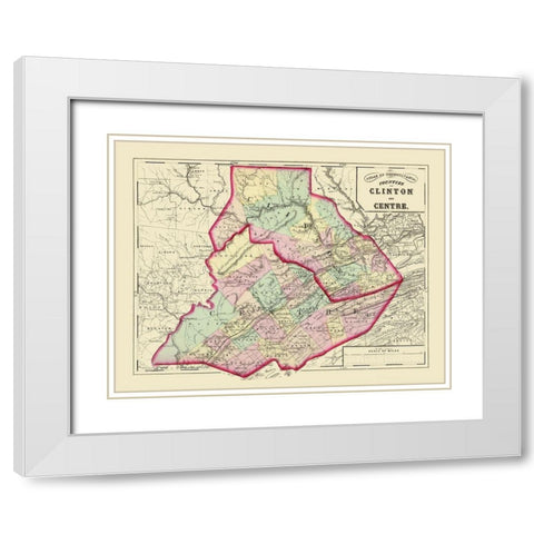 Clinton Centre Pennsylvania - Walling 1872 White Modern Wood Framed Art Print with Double Matting by Walling