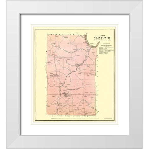Clinton Pennsylvania Landowner - Mayer 1865 White Modern Wood Framed Art Print with Double Matting by Mayer