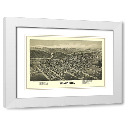 Clarion Pennsylvania - Moyer 1896 White Modern Wood Framed Art Print with Double Matting by Moyer