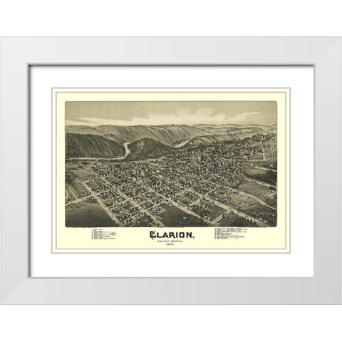 Clarion Pennsylvania - Moyer 1896 White Modern Wood Framed Art Print with Double Matting by Moyer