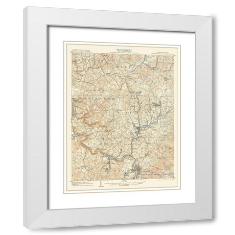 Connellsville Pennsylvania Quad - USGS 1902 White Modern Wood Framed Art Print with Double Matting by USGS
