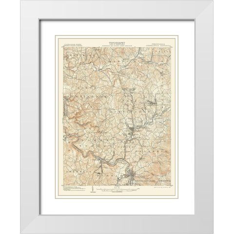 Connellsville Pennsylvania Quad - USGS 1902 White Modern Wood Framed Art Print with Double Matting by USGS