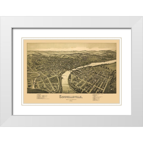 Connellsville Pennsylvania - Moyer 1897 White Modern Wood Framed Art Print with Double Matting by Moyer