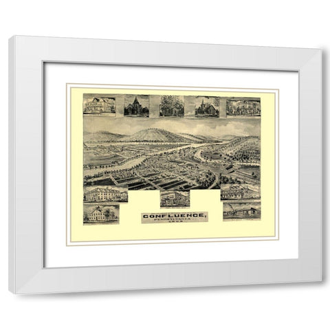 Confluence Pennsylvania -1905 White Modern Wood Framed Art Print with Double Matting by Unknown