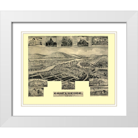 Confluence Pennsylvania -1905 White Modern Wood Framed Art Print with Double Matting by Unknown