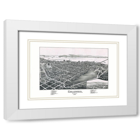 Columbia Pennsylvania - Moyer 1894 White Modern Wood Framed Art Print with Double Matting by Moyer