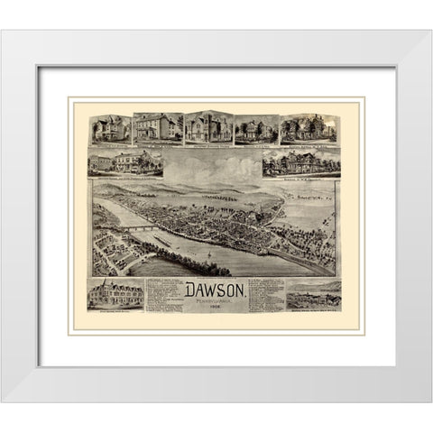 Dawson Pennsylvania - Fowler 1902 White Modern Wood Framed Art Print with Double Matting by Fowler