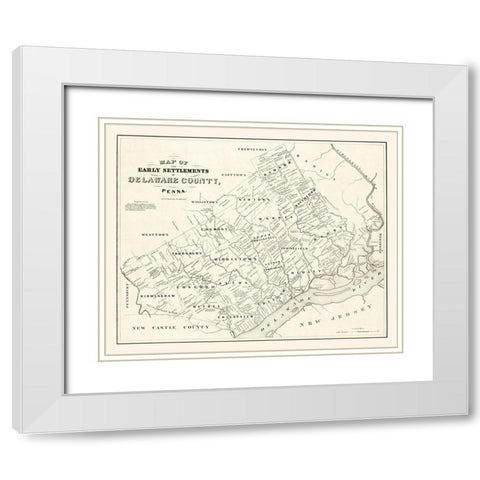 Delaware County Pennsylvania - Bowen 1790 White Modern Wood Framed Art Print with Double Matting by Bowen