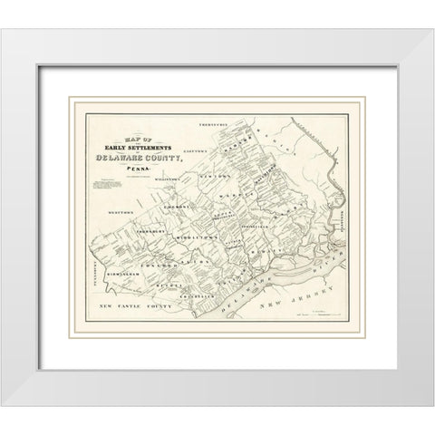 Delaware County Pennsylvania - Bowen 1790 White Modern Wood Framed Art Print with Double Matting by Bowen