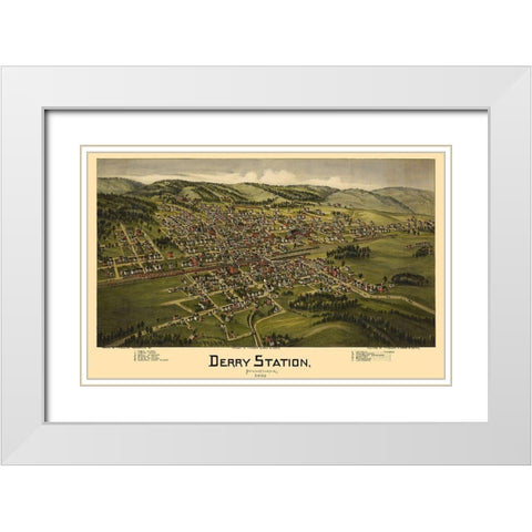 Derry Pennsylvania - Moyer 1900 White Modern Wood Framed Art Print with Double Matting by Moyer