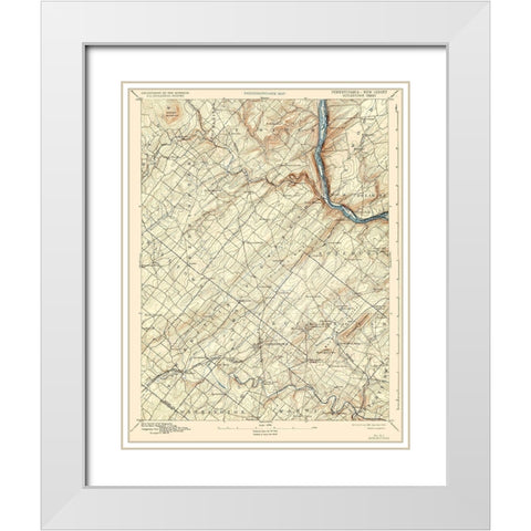 Doylestown Pennsylvania New Jersey Sheet White Modern Wood Framed Art Print with Double Matting by USGS