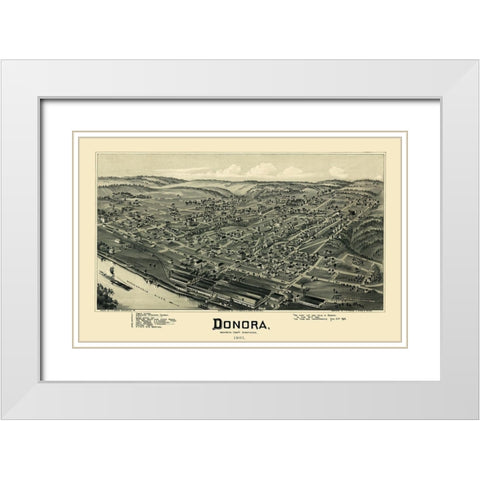 Donora Pennsylvania - Moyer 1901 White Modern Wood Framed Art Print with Double Matting by Moyer